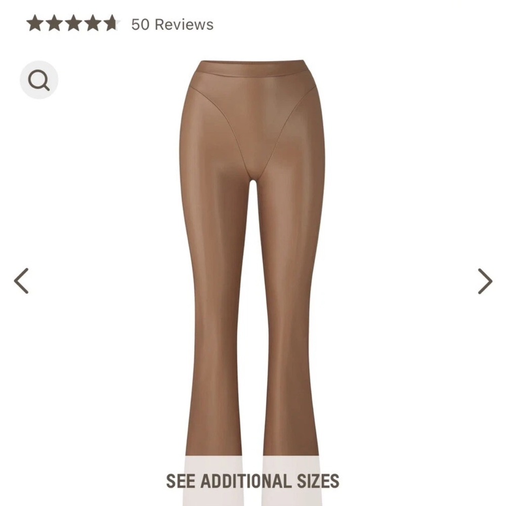 NWT SKIMS Faux Leather Seamed Bootcut Pants – Sienna (Size Large)